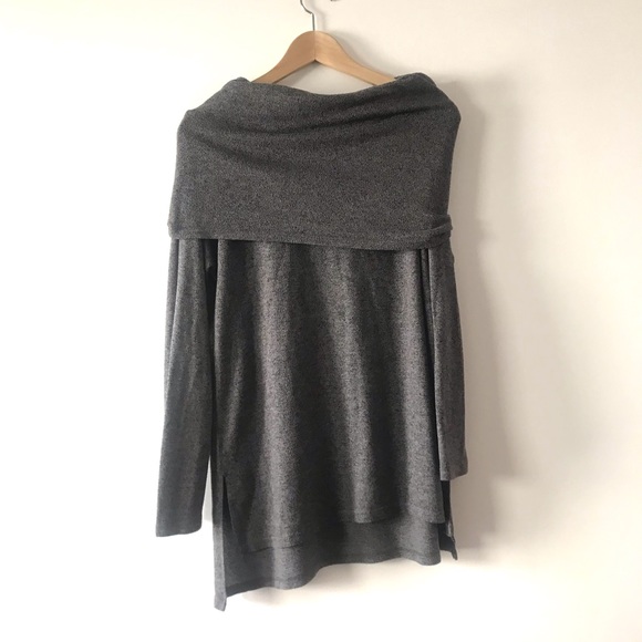 Cherish Turtleneck with Convertible Neckline in Melange Grey Lightweight Size M - Picture 4 of 6